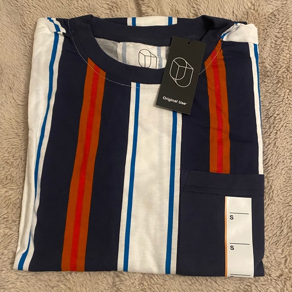 Men’s Navy Blue & Orange Striped Long Sleeve - Picture 3 of 3